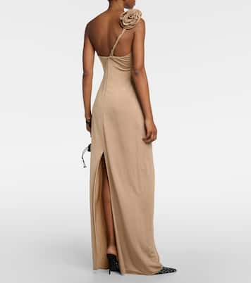 Floral-appliqué one-shoulder jersey maxi dress | Magda Butrym