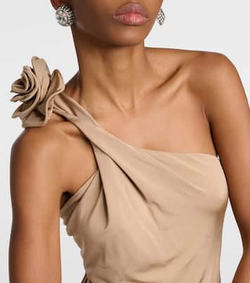 Floral-appliqué one-shoulder jersey maxi dress | Magda Butrym