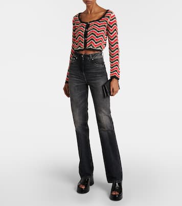 Cardigan cropped in crochet di cotone  | Ganni
