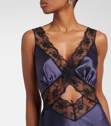 Robe longue Aries en satin de soie et dentelle | SIR