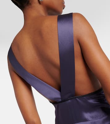 Robe longue Aries en satin de soie et dentelle | SIR