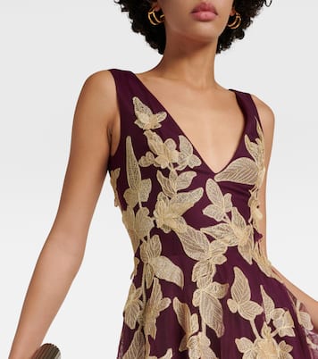 Abito lungo in tulle con ricamo | Costarellos