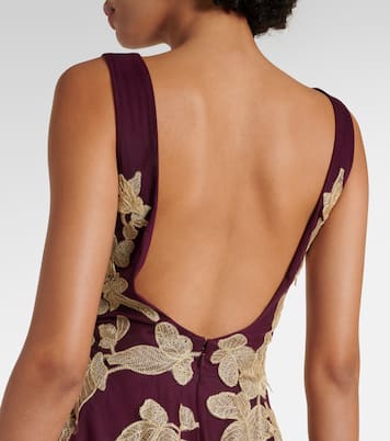 Abito lungo in tulle con ricamo | Costarellos