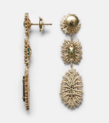 Boucles d'oreilles en or 18 ct, opales, émeraudes et diamants | Suzanne Kalan