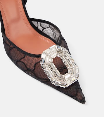 Verzierte Slingback-Pumps Camelia 90 aus Spitze | Amina Muaddi