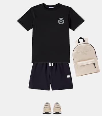 Shorts in jersey di cotone con logo | Dolce&Gabbana Kids