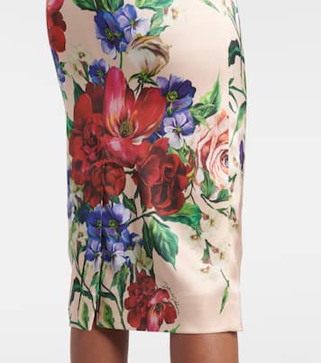 Robe midi en satin à fleurs | Dolce&Gabbana