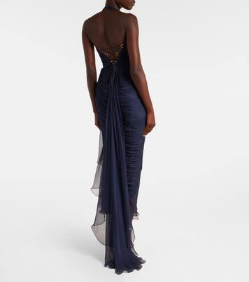 Vestido corsé de fiesta Heidi de seda fruncido | Maria Lucia Hohan