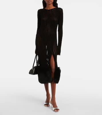 Knit faux fur-trimmed midi dress | Blumarine