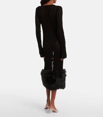 Knit faux fur-trimmed midi dress | Blumarine
