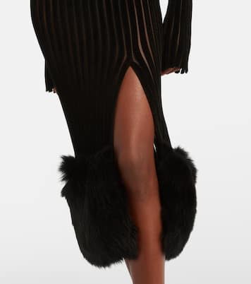 Knit faux fur-trimmed midi dress | Blumarine
