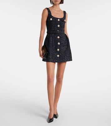 Belted bouclé minidress | Self-Portrait