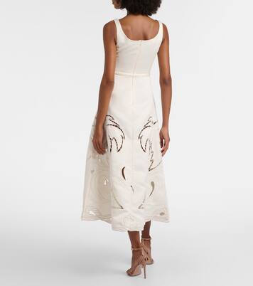 Palm laser-cut embroidered midi dress | Leo Lin