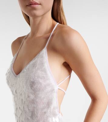 Fara sequined semi-sheer mesh bodysuit | Norma Kamali