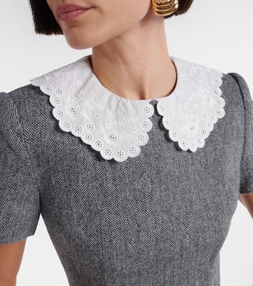 Vestido corto en mezcla de lana espigado | Self-Portrait