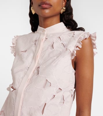 Embroidered floral cotton-blend top | Erdem