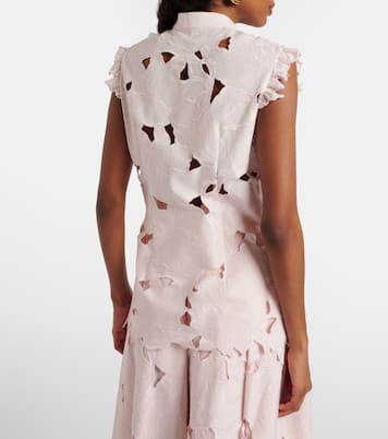Embroidered floral cotton-blend top | Erdem