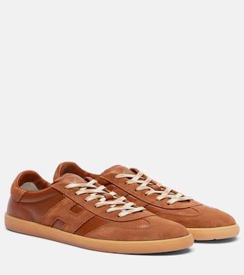 Cool suede-trimmed leather sneakers | Hogan