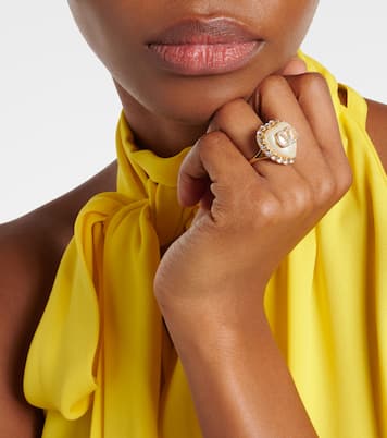 VLogo faux pearl-embellished ring | Valentino