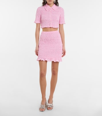 Camicia cropped in cotone a quadri | Miu Miu