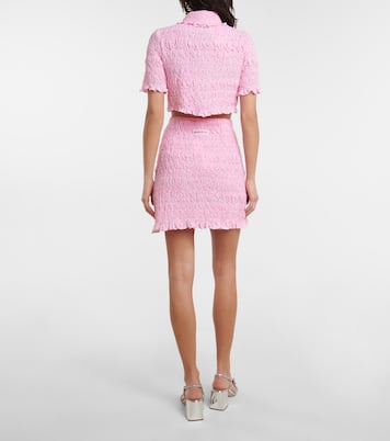 Camicia cropped in cotone a quadri | Miu Miu
