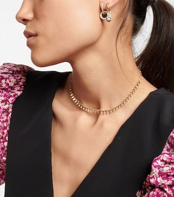 Orb Midi 14kt gold single hoop earring and Hamsa Hand Earwish with turquoise | Robinson Pelham