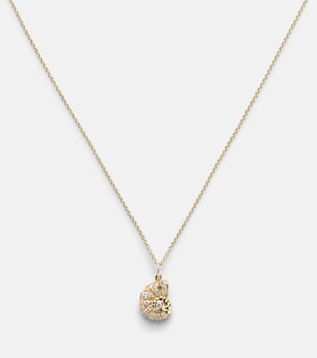 Collier Nautilus Shell en or 14 ct à pendentif et diamants | Sydney Evan