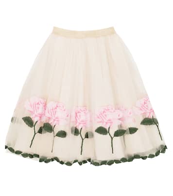 Gonna in tulle con ricamo | Monnalisa