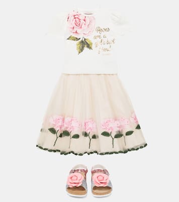 Gonna in tulle con ricamo | Monnalisa