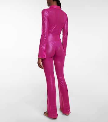 Legging évasé à taille haute en lamé | Oséree