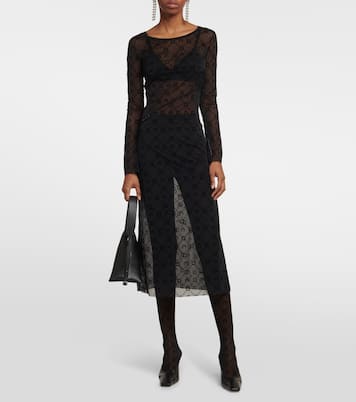 Moonogram flocked mesh tights | Marine Serre
