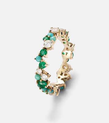 Bague en or 14 ct, diamants et émeraudes | Sydney Evan