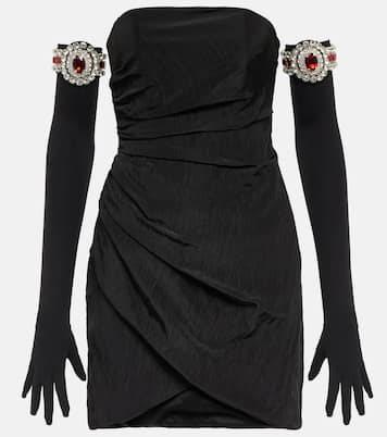 Moiré minidress and embellished gloves | David Koma
