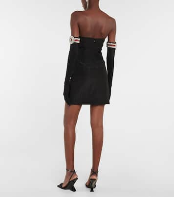 Moiré minidress and embellished gloves | David Koma