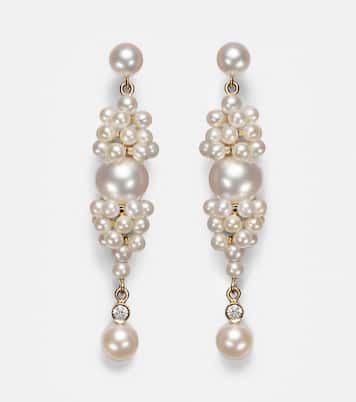 Boucles d'oreilles Rêve de Diamant en or 14 ct, diamants et perles | Sophie Bille Brahe