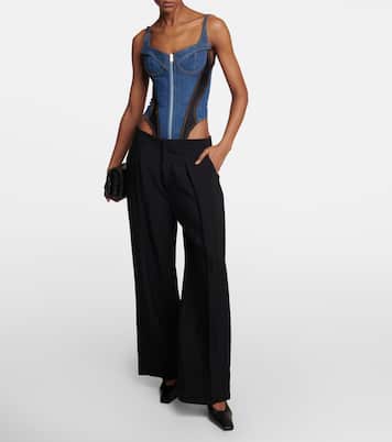Paneled denim bodysuit | Mugler