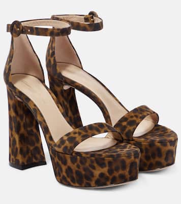 Leopard-print suede platform sandals | Gianvito Rossi