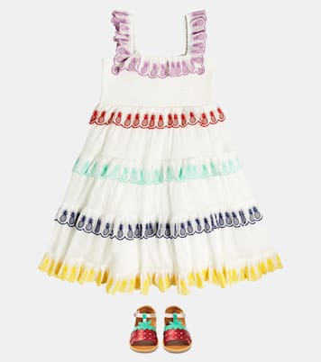 Abito Raie in cotone con volant | Zimmermann Kids