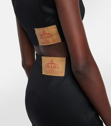 Top raccourci en jean à logo | Prada