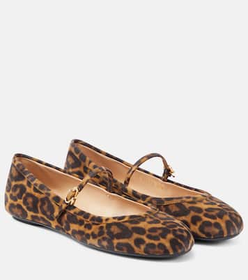 Carla leopard-print suede ballet flats | Gianvito Rossi