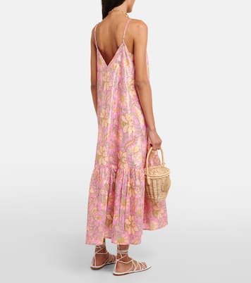 Floral cotton-blend lamé midi dress | Juliet Dunn