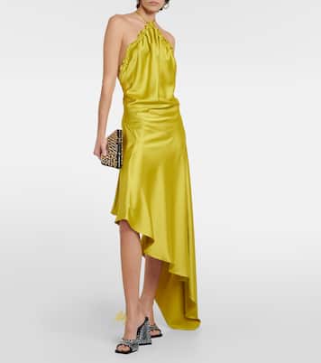Robe aus Satin mit Federn | The Attico