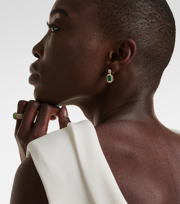 Boucles d'oreilles Halo en or 18 ct, émeraudes et diamants | Shay Jewelry