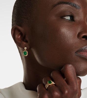 Boucles d'oreilles Halo en or 18 ct, émeraudes et diamants | Shay Jewelry