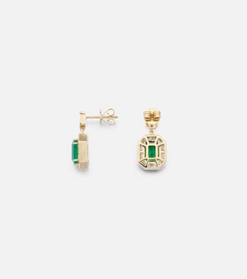 Boucles d'oreilles Halo en or 18 ct, émeraudes et diamants | Shay Jewelry