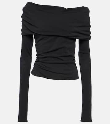 Bound draped off-shoulder jersey top | Entire Studios