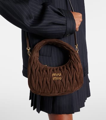 Borsa a spalla Wander Small in suede matelassé | Miu Miu
