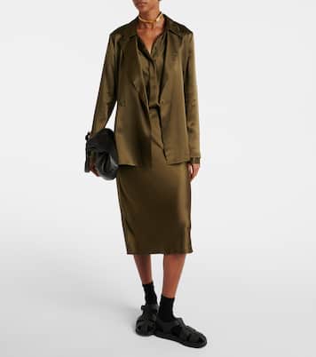 Jupe midi Isaak en satin de soie | Joseph