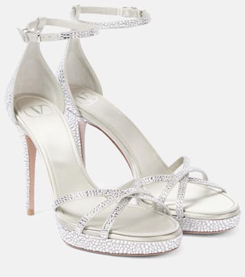 Eveninglam 115 embellished satin sandals | Valentino Garavani