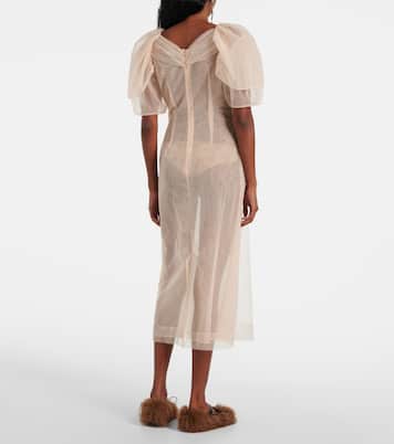 Embellished ruched mesh midi dress | Simone Rocha